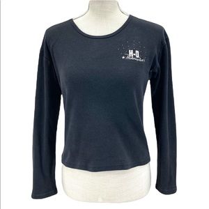 HARLEY-DAVIDSON Black 3/4 Sleeve Women’s Crop Top Size Large